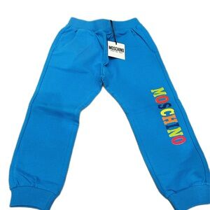 Authentic Moschino Kids Vibrant Blue Joggers with Multicolor Logo